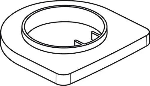 Platte von Ideal Standard, mit kreisförmiger Aussparung in der Mitte und rechteckiger Form, die an der Unterseite eine flache Oberfläche hat.